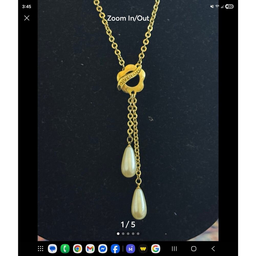 GIVENCHY TEARDROP gold tone faux pearl